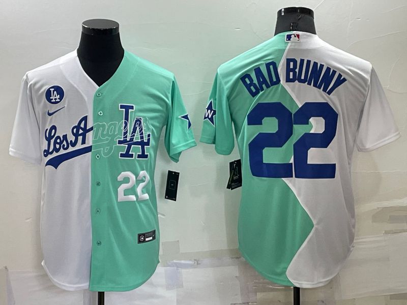 Men Los Angeles Dodgers #22 Bad bunny green white Nike 2022 MLB Jersey1